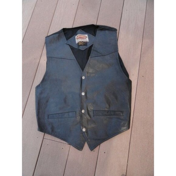 Men’s Vest Exclusive PARAGRAFF CLOTHING CO. Black Leather Large Motorcycle - Picture 1 of 8